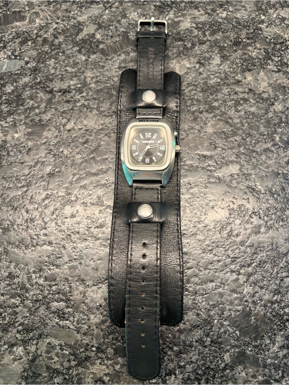 Nixon Men's Black Leather Cuff Watch